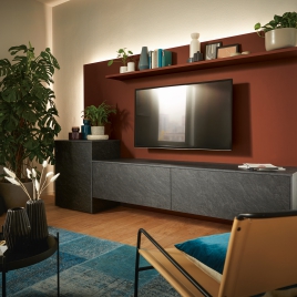 tv meubel schuller indisch rood met verlichting